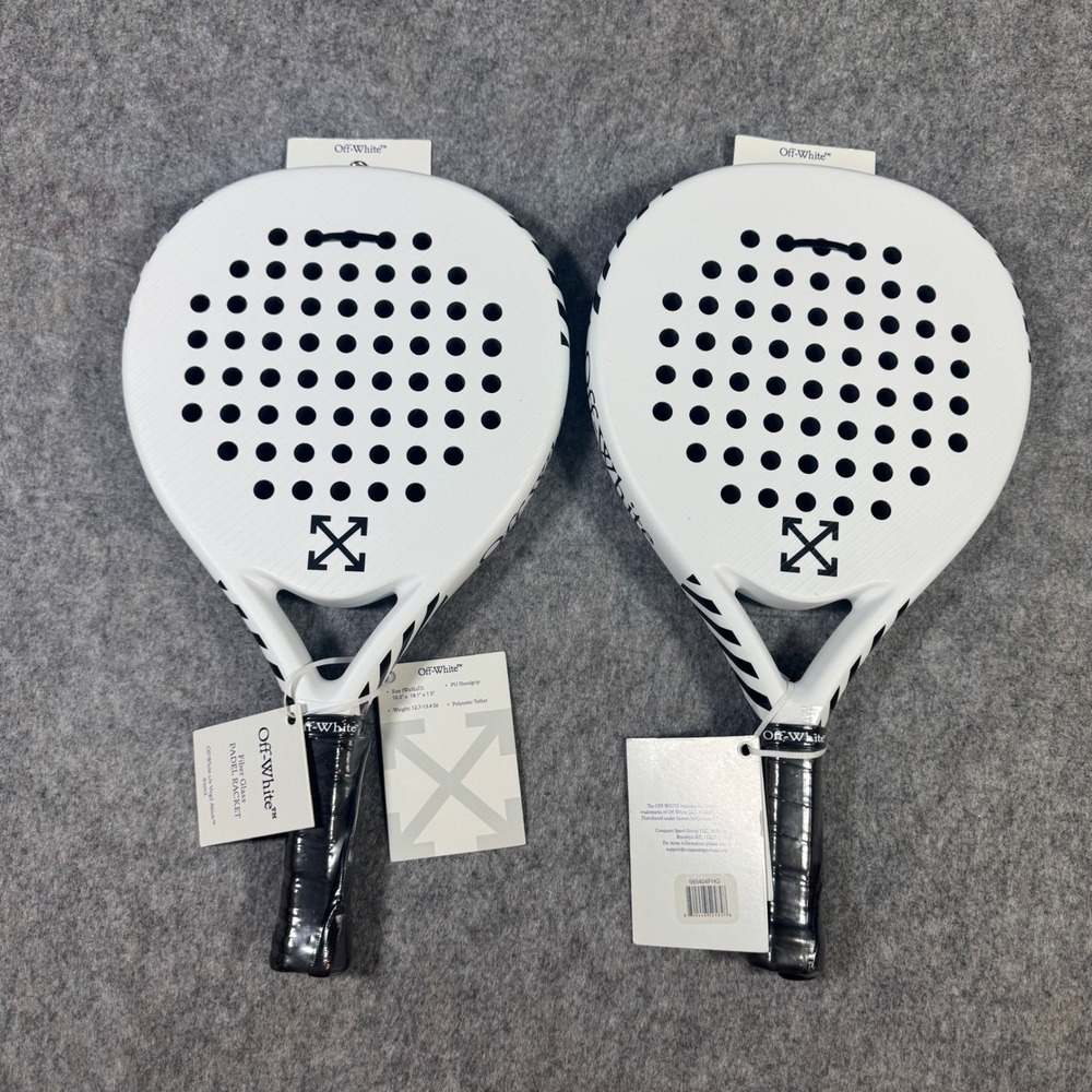 Set of 2 Off-White c/o Virgil Abloh Fiber Glass Padel Racket White Black Arrows